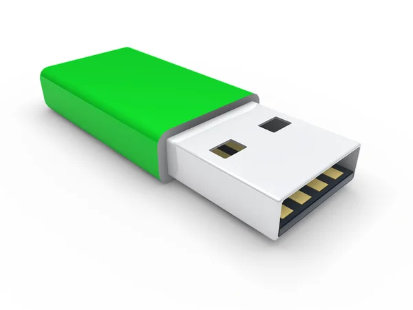 stock image 3d usb stick green