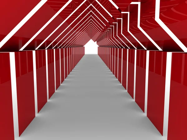 Terowongan merah 3d — Stok Foto