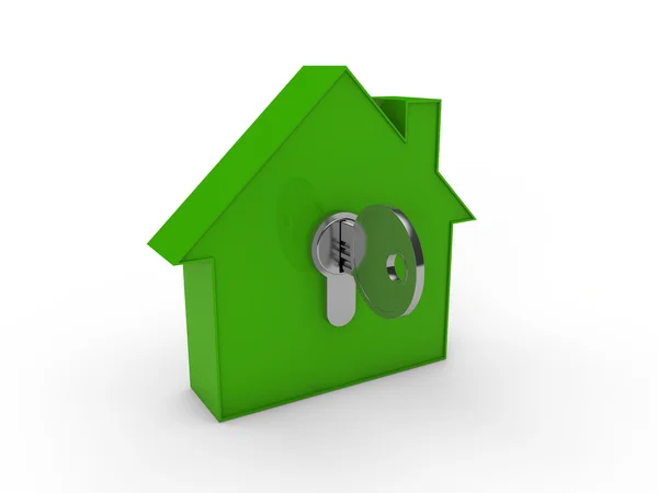 3D domu klucz zielony — Zdjęcie stockowe