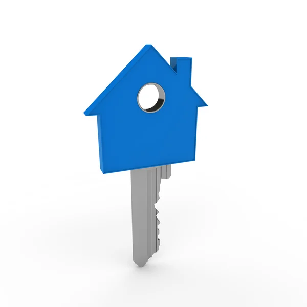 3D домашний ключ синий — стоковое фото