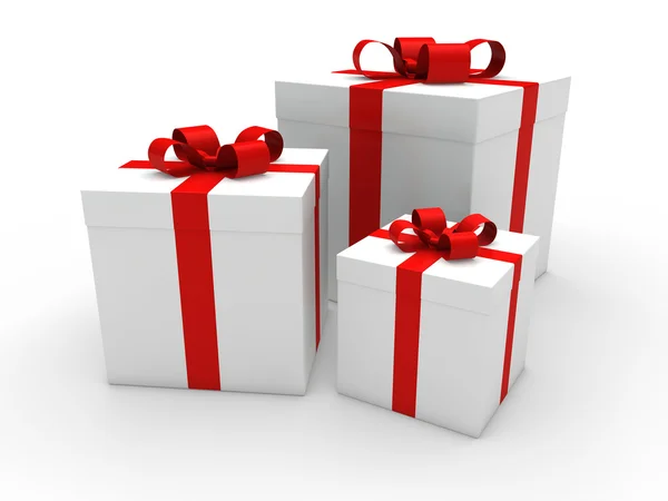 3d caja de regalo rojo blanco —  Fotos de Stock