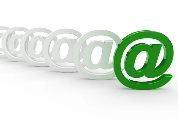 3D e-mail biały zielony znak — Zdjęcie stockowe
