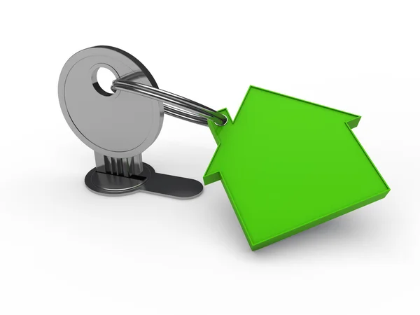 3D klucz zielony dom — Zdjęcie stockowe