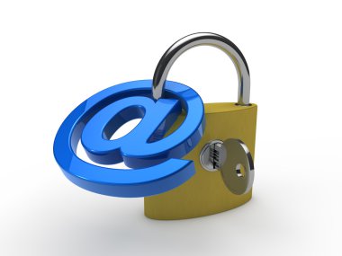 3d padlock email blue clipart