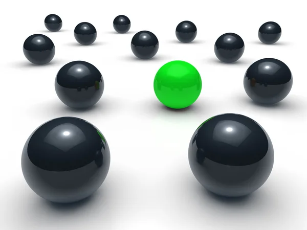 3 d ボール ネットワーク緑黒 — ストック写真