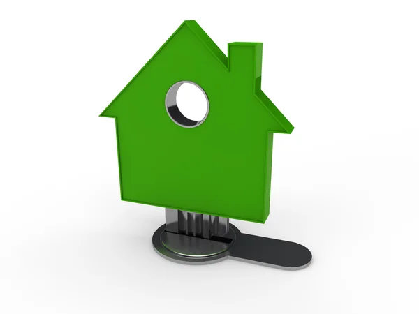 3D hus nyckel grön — Stockfoto