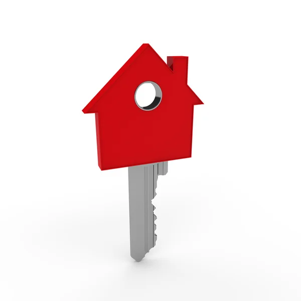 3D domácí klíč červená — Stock fotografie