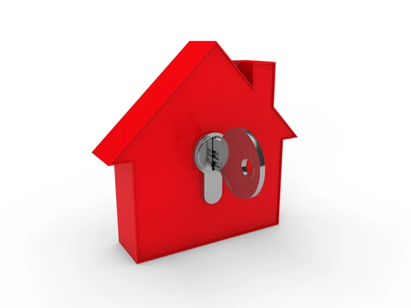 3D-s ház kulcsát, piros — Stock Fotó