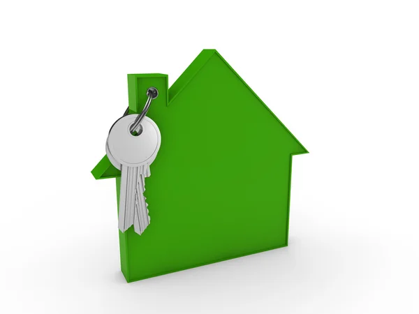 Casa 3d chave verde — Fotografia de Stock