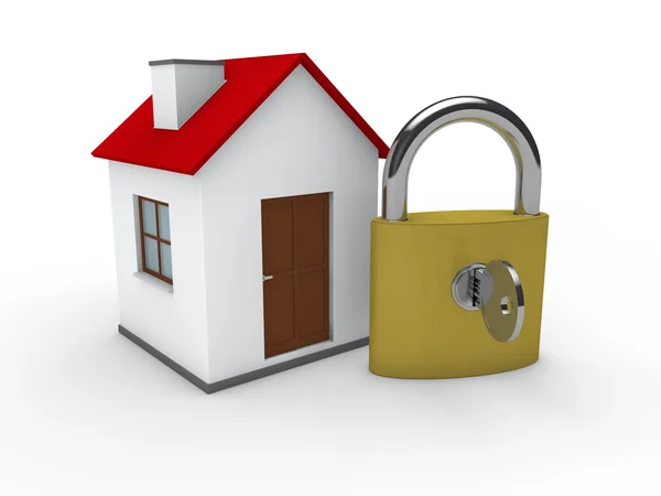 3d house home padlock — Stock Photo, Image