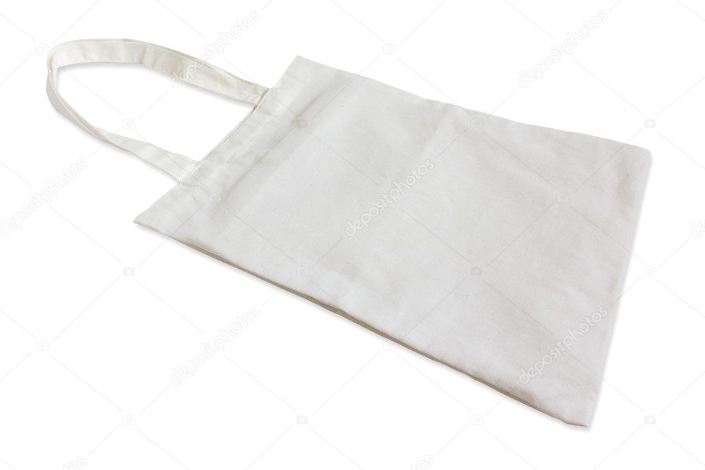 White cotton bag isolated on white background.