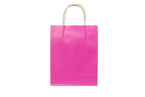 Bolsa de papel rosa aislada sobre fondo blanco — Foto de Stock
