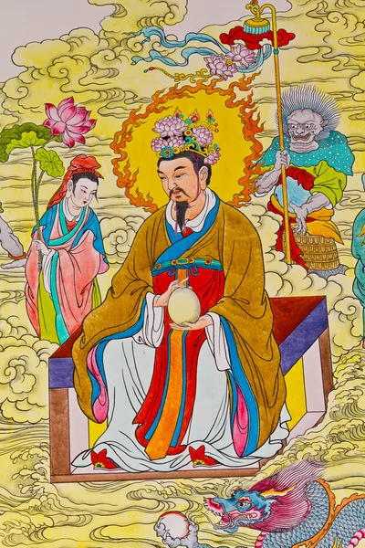 Traditie Chinees schilderij op chinese tempel muur — Stockfoto