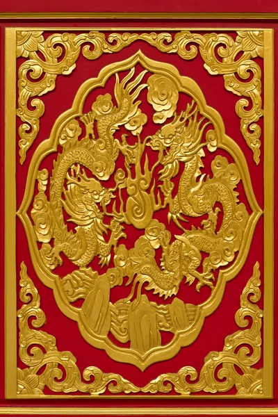 Образ китайского дракона в китайском храме Таиланд Стоковое Фото