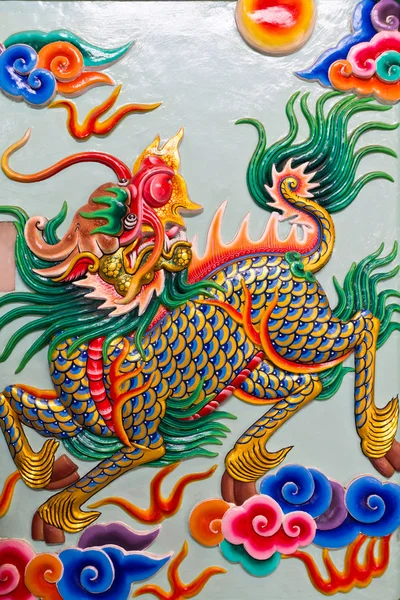 Čínský styl sochařského umění, kilin pohádky zvíře — Stock fotografie