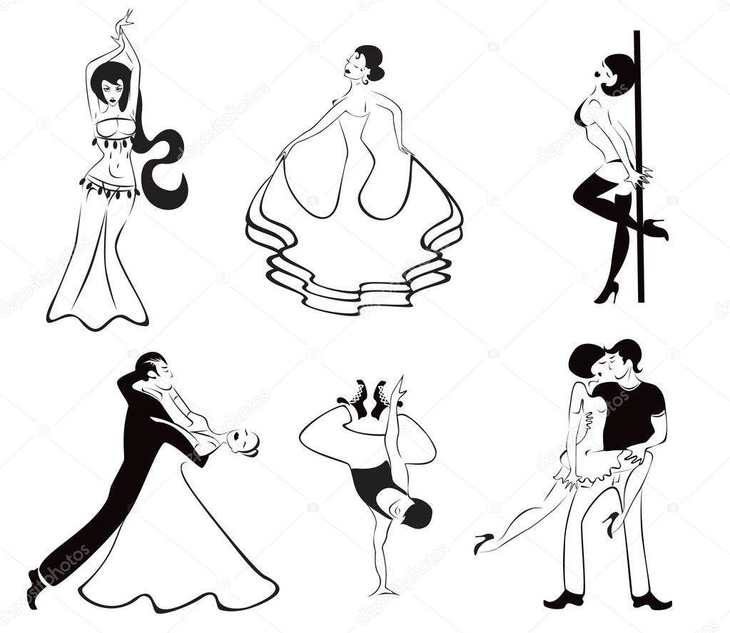Иллюстрация шести основных танцевальных направлений