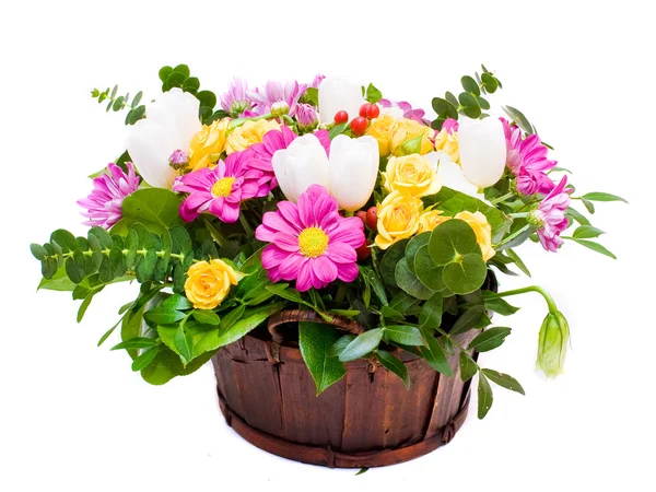 Basket with flowers — Stock Photo, Image