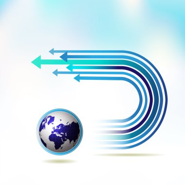 Blue Earth with colored arrow clipart