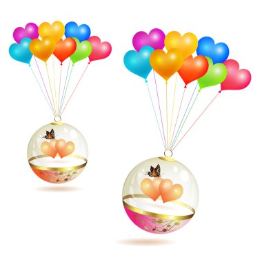 Glass globes with hearts clipart