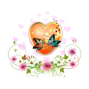 Heart with butterflies clipart