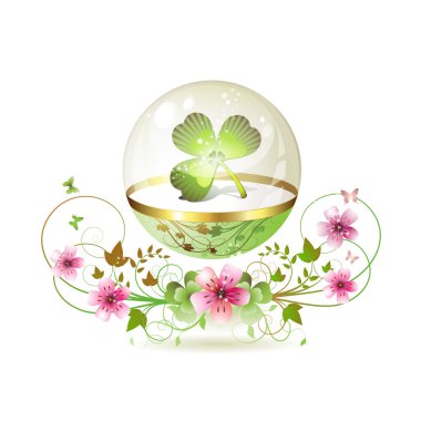 Clover in glass globe clipart