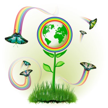 Eco Earth flowers clipart