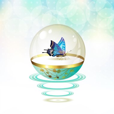 Butterfly isolated in glass globe clipart