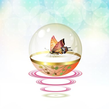 Butterfly isolated in glass globe clipart