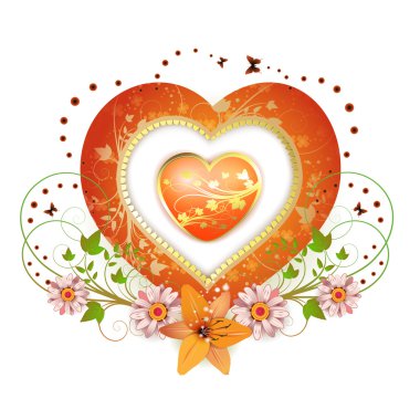 Floral frame with shape heart clipart