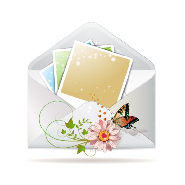 Blank colored photos in envelope clipart