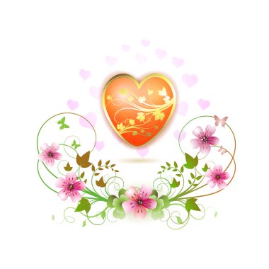 Heart decorated with flowers clipart