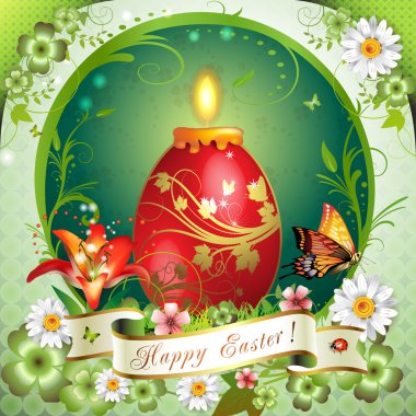 Easter card with butterflies clipart