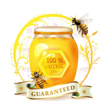 Glass jar with honey clipart