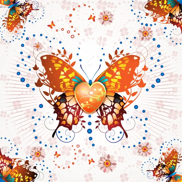 Stilisierter Schmetterling mit Herz — Stockvektor