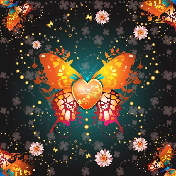 Стилізований метелик з серцем — стоковий вектор