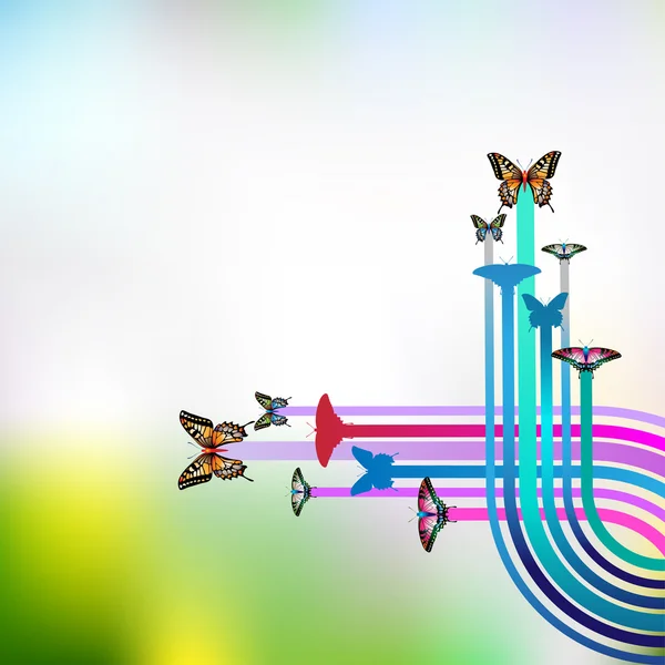 Rayures aux papillons — Image vectorielle