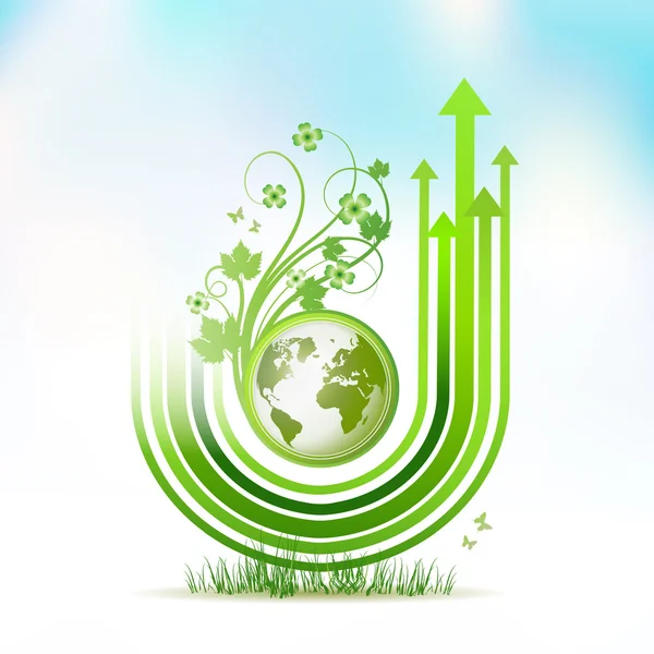 Grüne Erde mit grünen Pfeilstreifen — Stockvektor