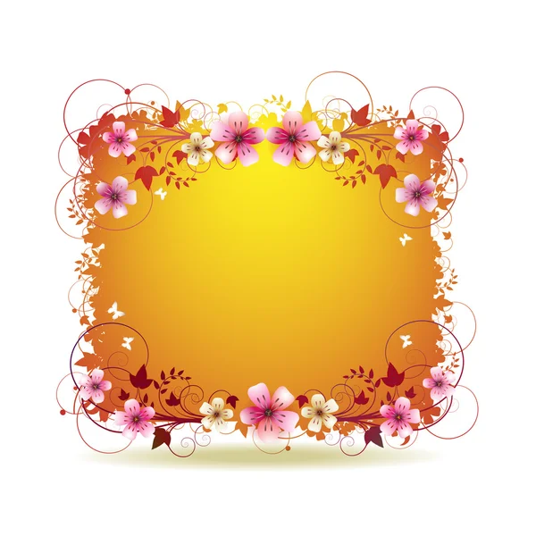 Fond orange avec des fleurs — Image vectorielle