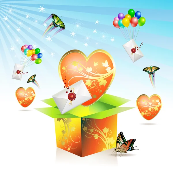 Walentynki pudełko z wielkim sercem — Wektor stockowy