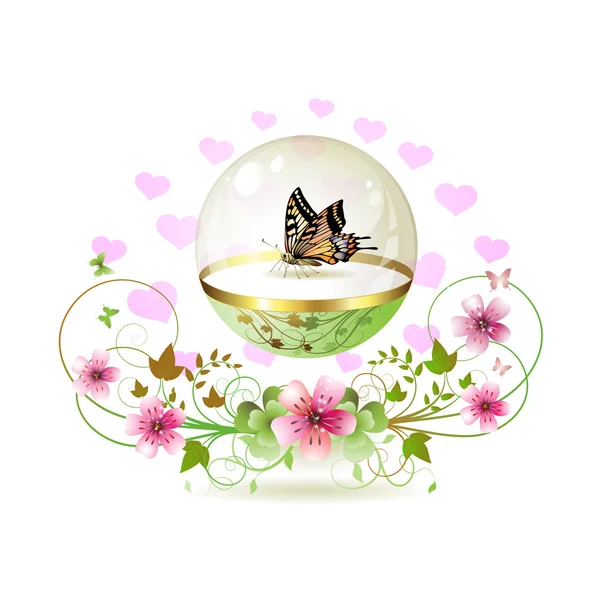 Butterfly isolerade i glas globe — Stock vektor