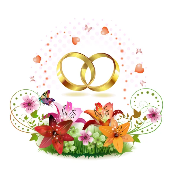 Dois anel de casamento — Vetor de Stock