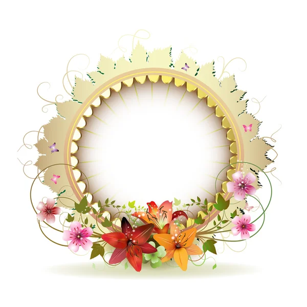 Marco floral circular — Vector de stock