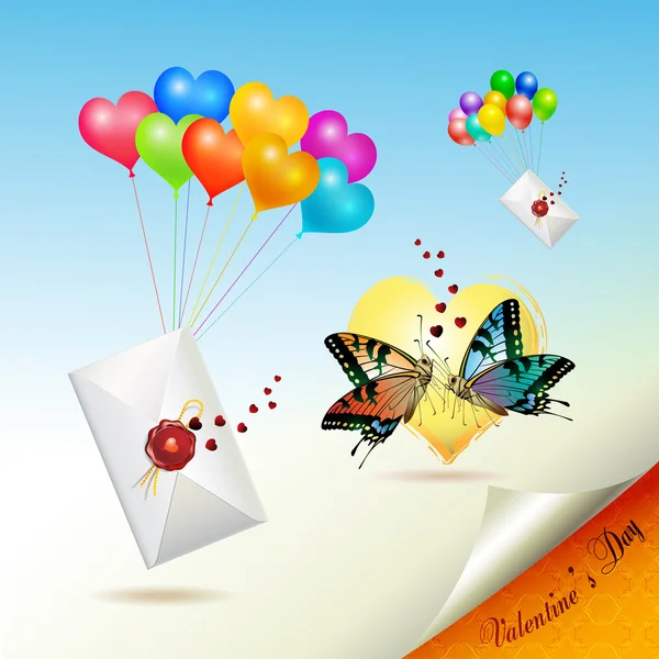 Envelopes levantados por balões —  Vetores de Stock