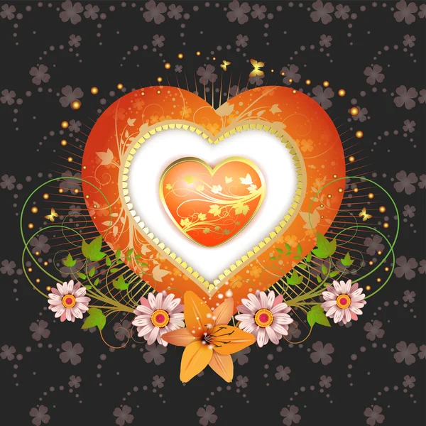 Marco floral con forma de corazón — Archivo Imágenes Vectoriales