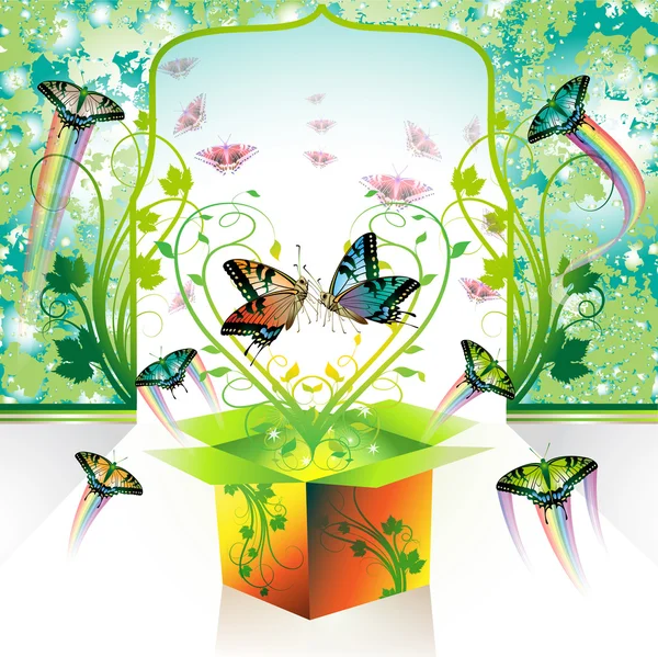 Love with butterflies — Stock Vector