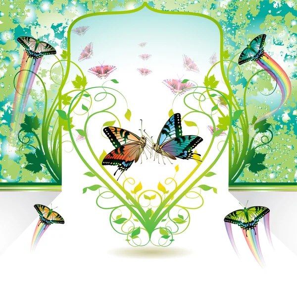 Amor com borboletas — Vetor de Stock