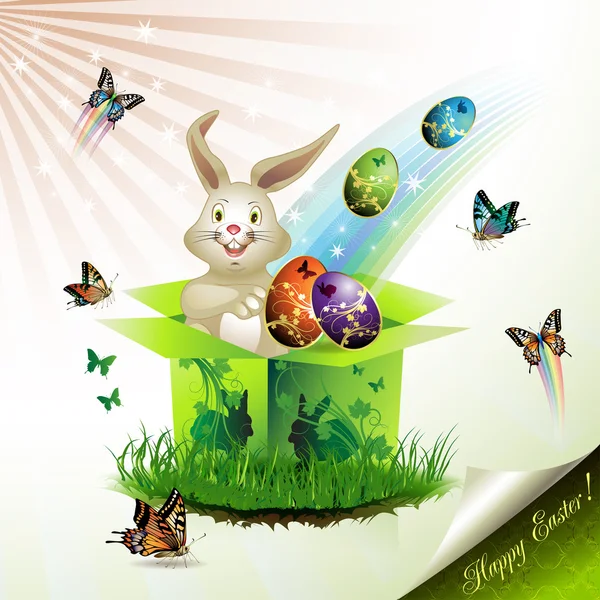 复活节贺卡与兔子 — 图库矢量图片