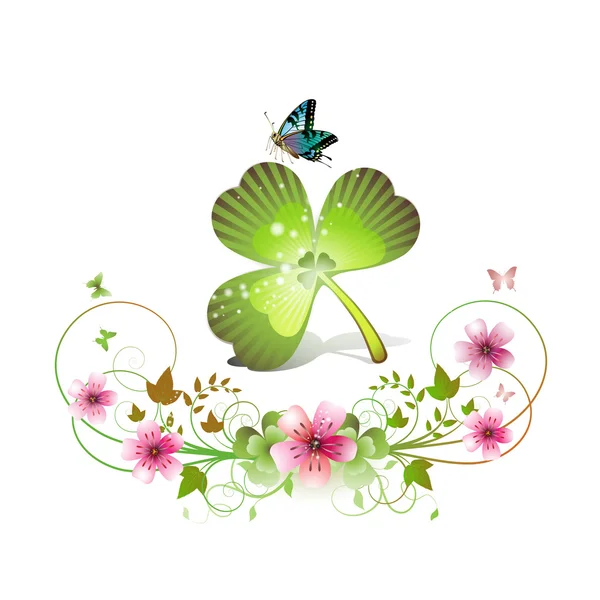 Trèfle aux fleurs — Image vectorielle