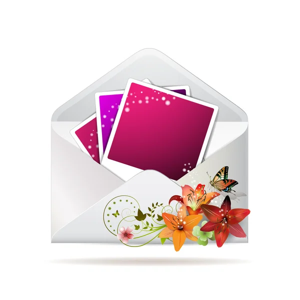 Fotos coloridas em branco no envelope — Vetor de Stock