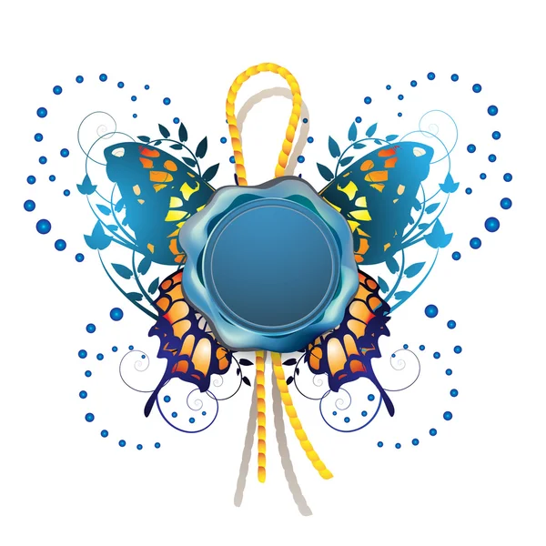Cire d'étanchéité avec papillon décoratif — Image vectorielle